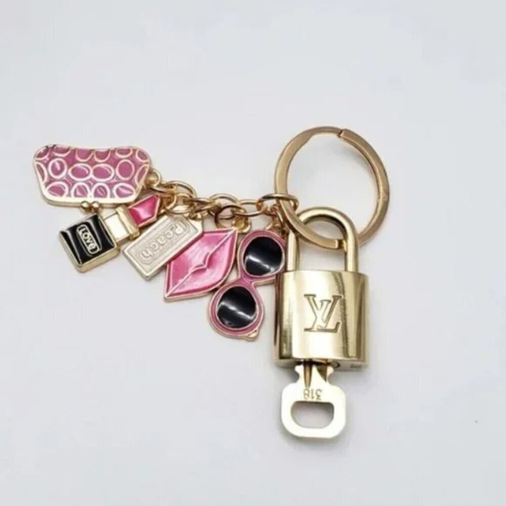 Authentic Louis Vuitton Lock & Key Gold ✨ Unbranded Keychain Bag Charm LV